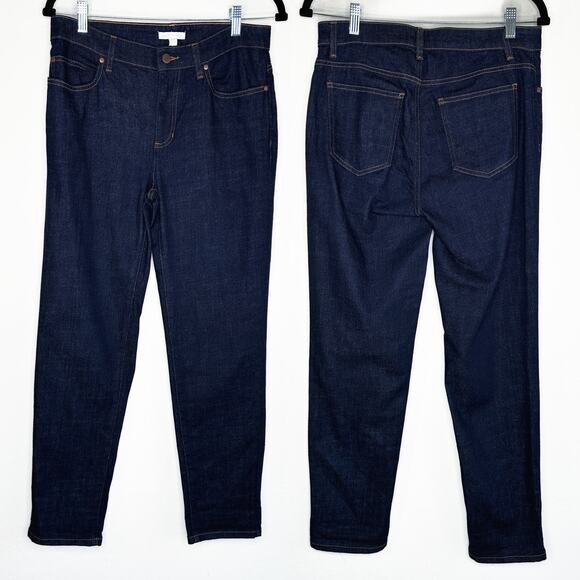 Eileen Fisher Cotton Stretch Dark Wash Denim Slim Straight Leg Jeans 4 - Picture 2 of 14